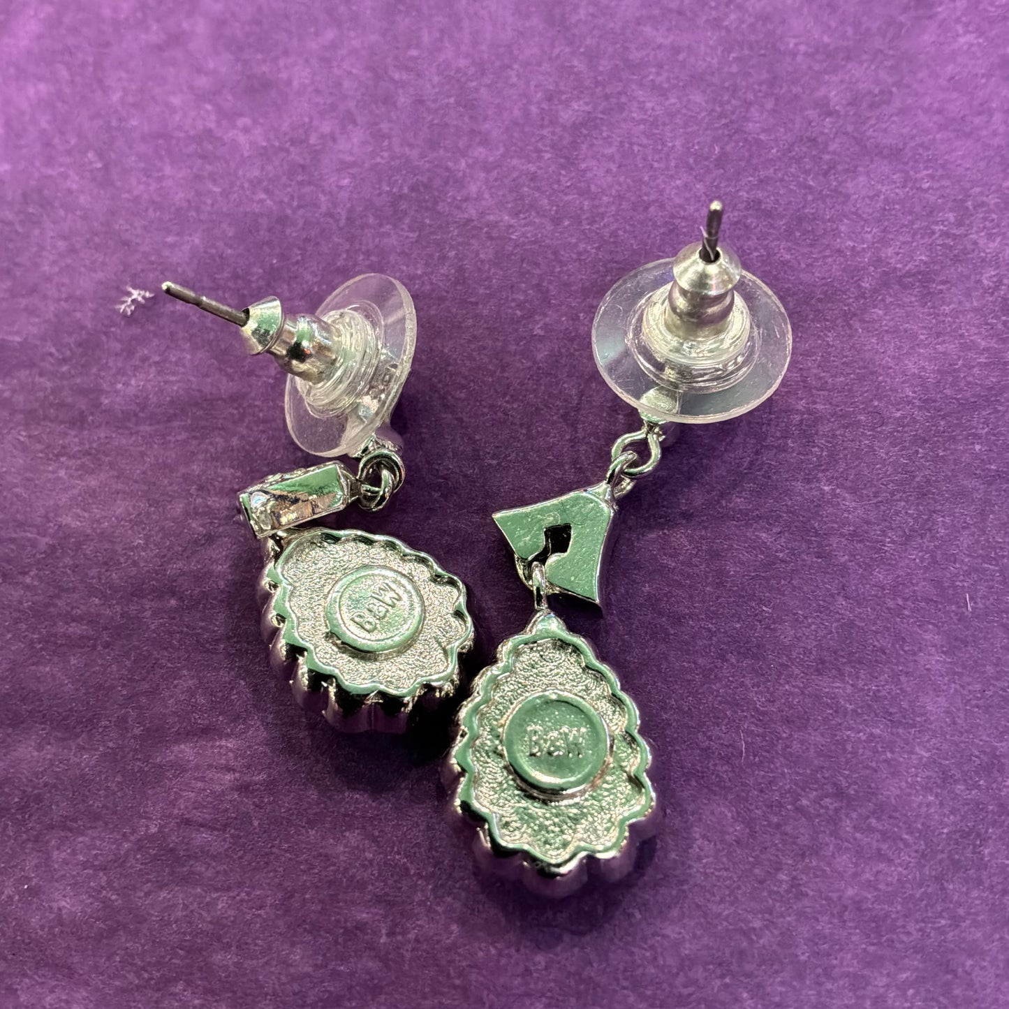 Vintage Butler and Wilson Blue Crystal Teardrop Earrings, Silver Tone