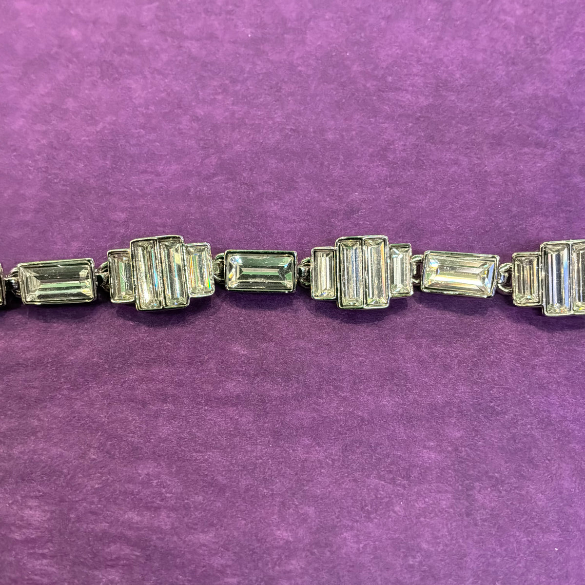 Vintage Butler & Wilson Art Deco Crystal Bracelet Silver Tone Baguette Statement