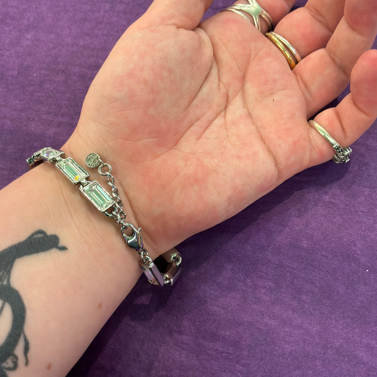 Vintage Butler & Wilson Art Deco Crystal Bracelet Silver Tone Baguette Statement