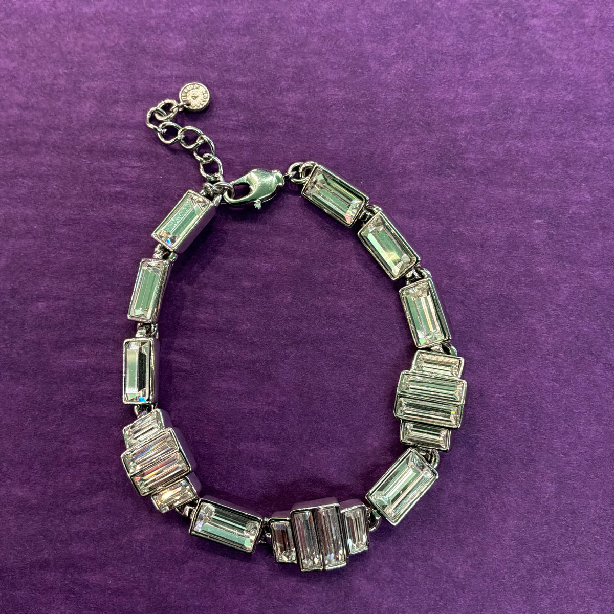 Vintage Butler & Wilson Art Deco Crystal Bracelet Silver Tone Baguette Statement