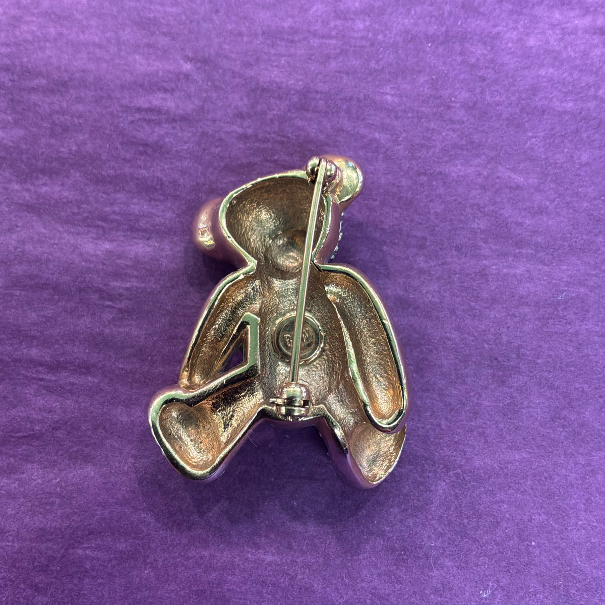 Vintage Butler & Wilson Crystal Teddy Bear Brooch, Silver Tone