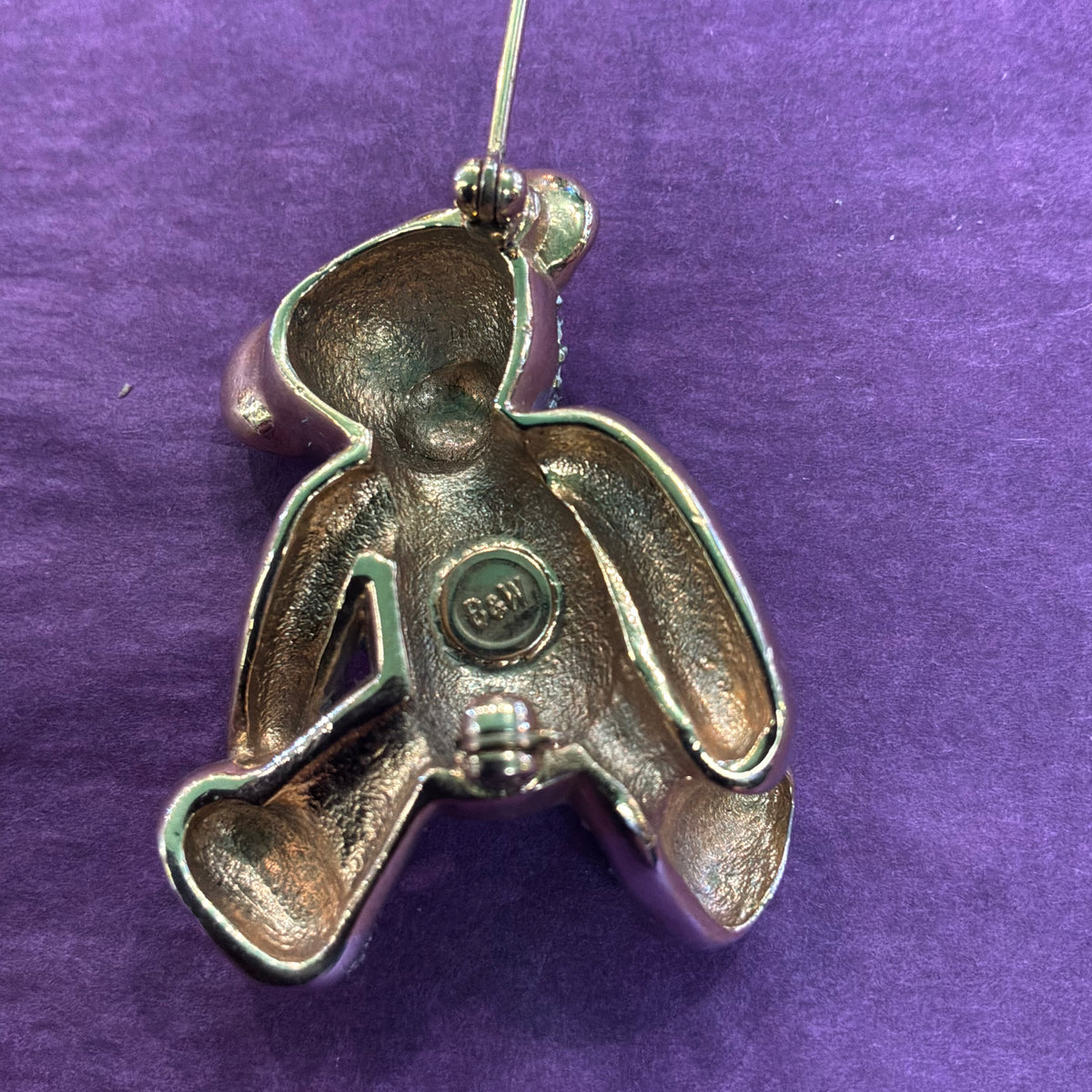 Vintage Butler & Wilson Crystal Teddy Bear Brooch, Silver Tone