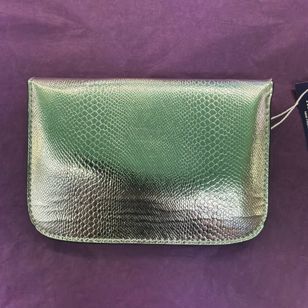 Vintage Navy Inc Silver Faux Leather Crystal Clutch Bag Multicolour Rhinestone Evening Bag