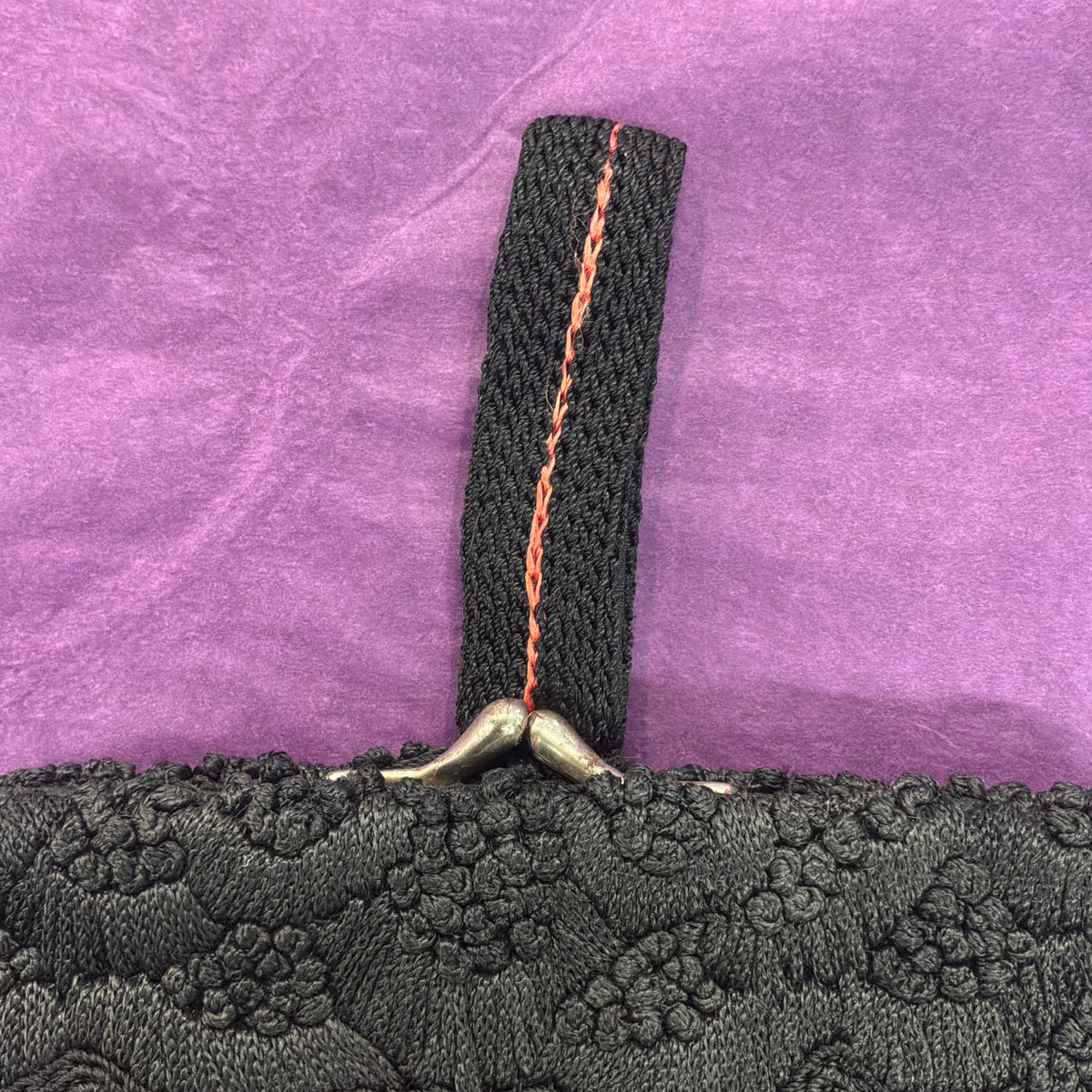 Vintage 1930s Black & Red Braided Embroidered Art Deco Evening Bag