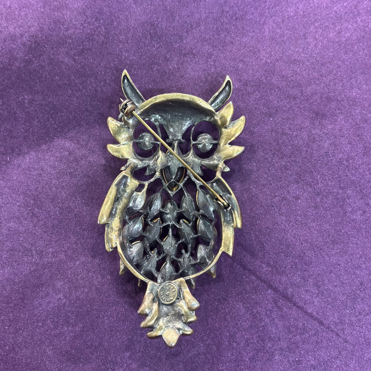 Vintage Butler and Wilson Crystal Owl Brooch with Rainbow Rhinestones