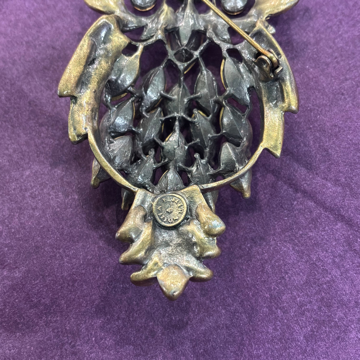 Vintage Butler and Wilson Crystal Owl Brooch with Rainbow Rhinestones