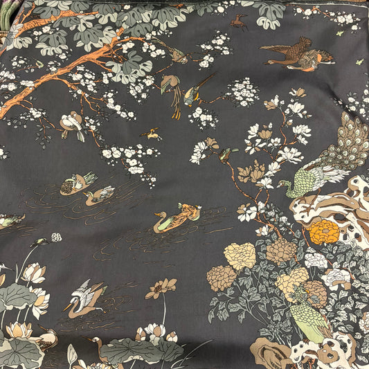 Vintage Liberty of London Pure Silk Scarf Oriental Duck Pond Bird Floral Design