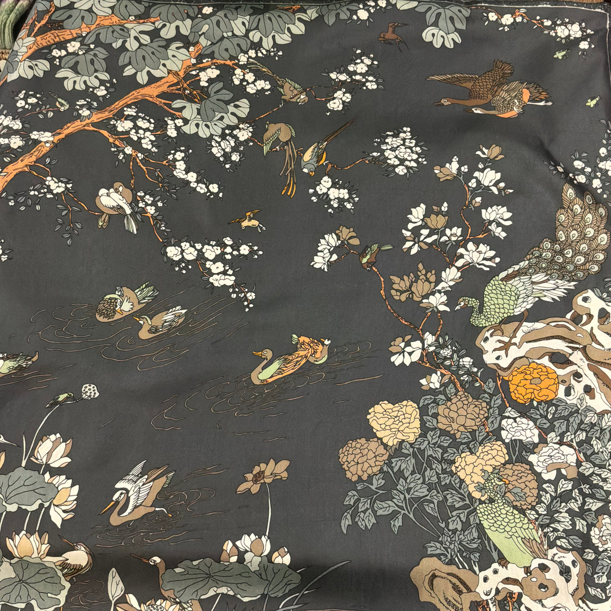 Vintage Liberty of London Pure Silk Scarf Oriental Duck Pond Bird Floral Design