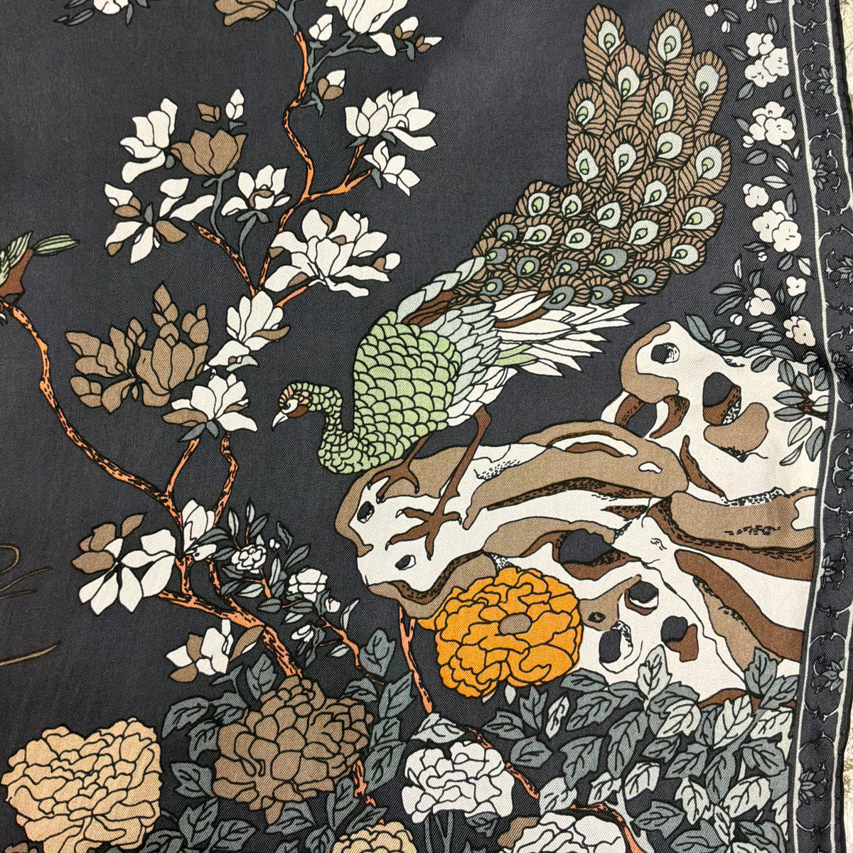 Vintage Liberty of London Pure Silk Scarf Oriental Duck Pond Bird Floral Design