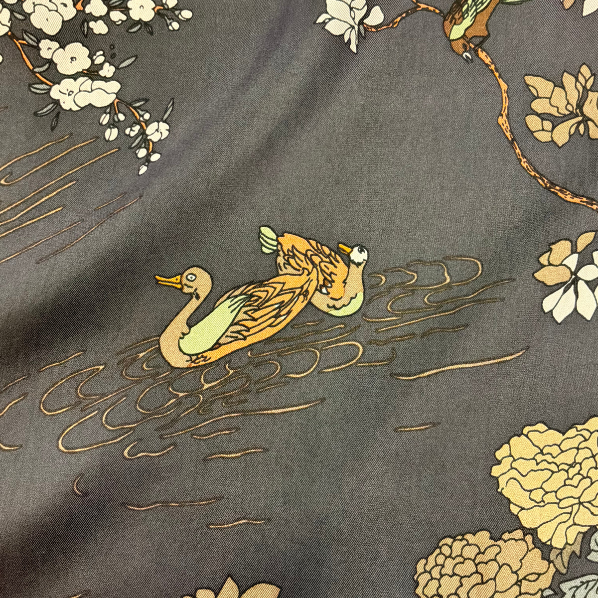 Vintage Liberty of London Pure Silk Scarf Oriental Duck Pond Bird Floral Design