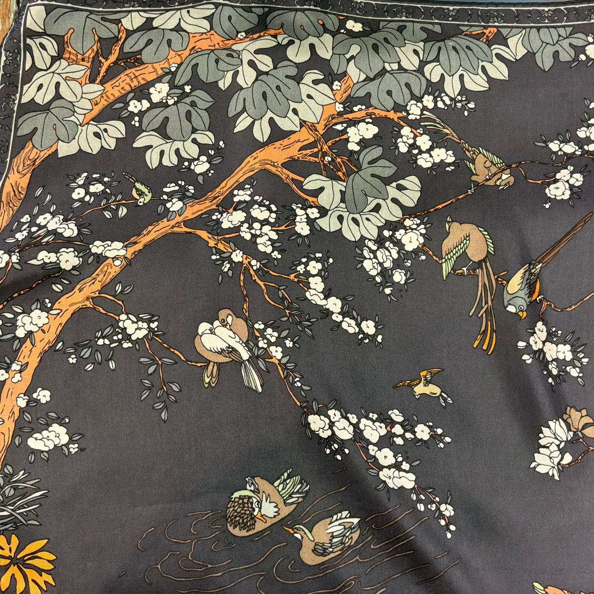 Vintage Liberty of London Pure Silk Scarf Oriental Duck Pond Bird Floral Design