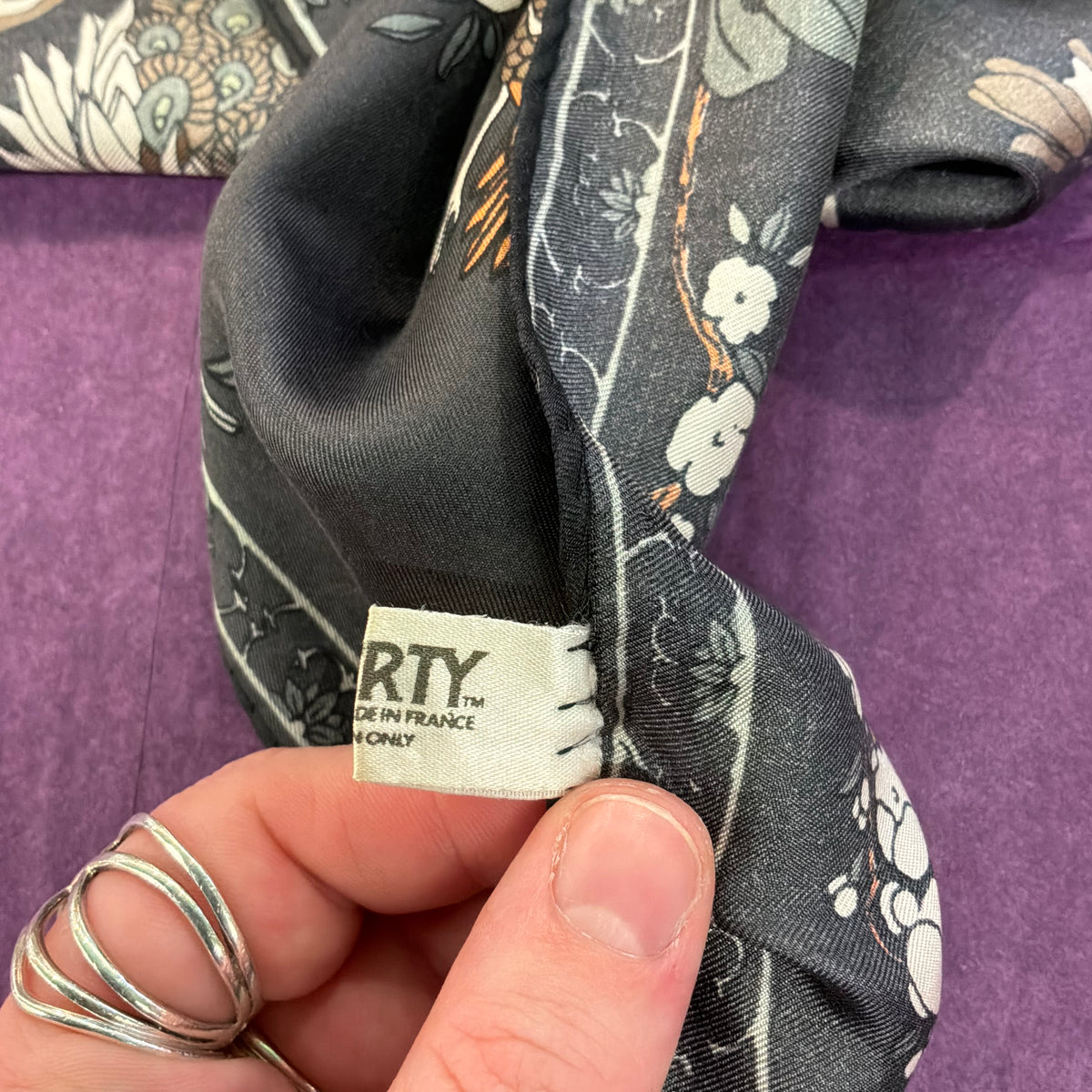 Vintage Liberty of London Pure Silk Scarf Oriental Duck Pond Bird Floral Design