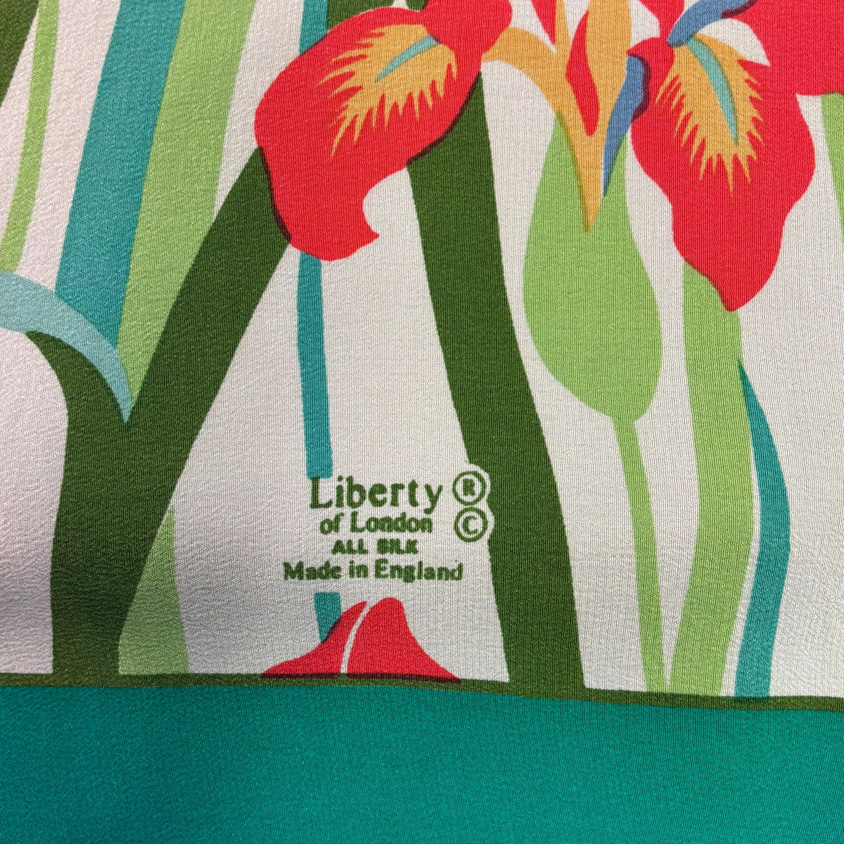 Vintage Liberty of London Large Pure Silk Scarf in Collier Campbell Iris and Butterfly Print