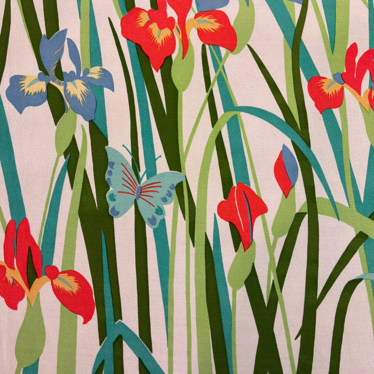 Vintage Liberty of London Large Pure Silk Scarf in Collier Campbell Iris and Butterfly Print