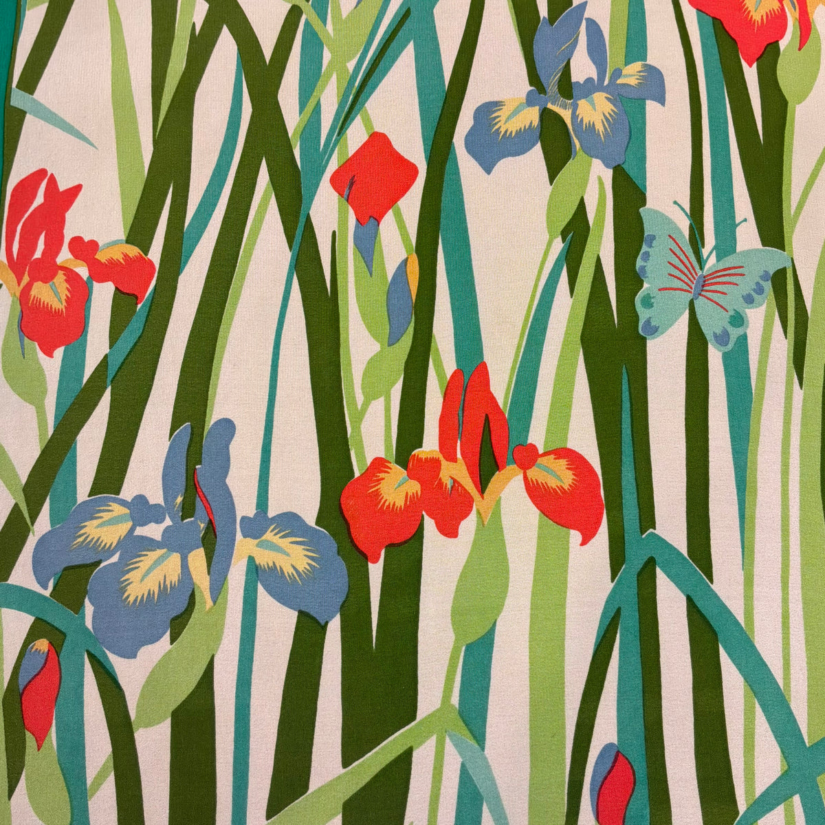 Vintage Liberty of London Large Pure Silk Scarf in Collier Campbell Iris and Butterfly Print