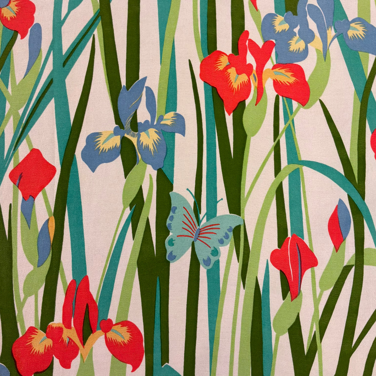 Vintage Liberty of London Large Pure Silk Scarf in Collier Campbell Iris and Butterfly Print
