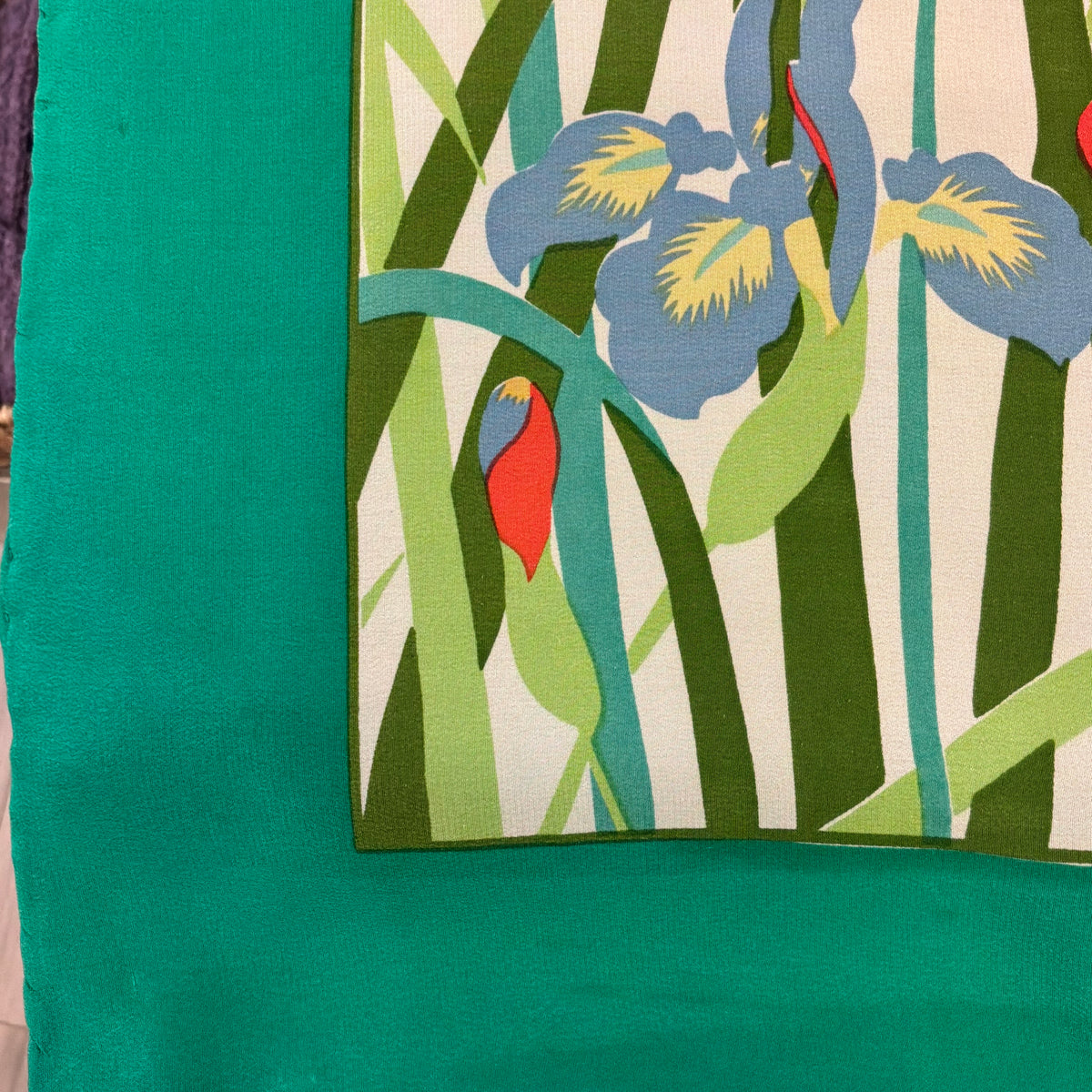 Vintage Liberty of London Large Pure Silk Scarf in Collier Campbell Iris and Butterfly Print