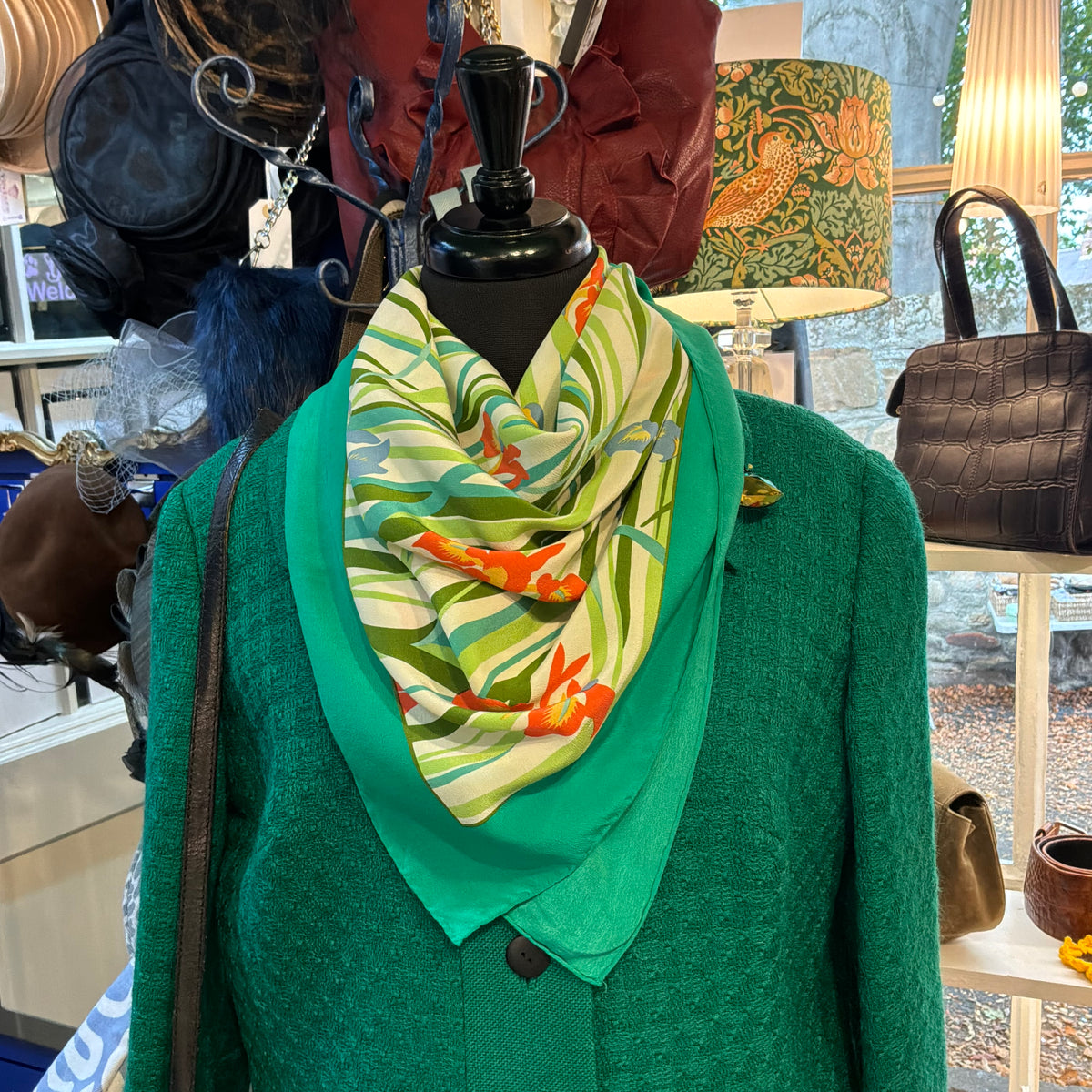 Vintage Liberty of London Large Pure Silk Scarf in Collier Campbell Iris and Butterfly Print