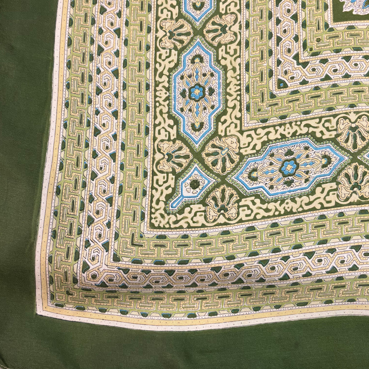Vintage Liberty of London Pure Silk Green Geometric Scarf in Mid Century Design