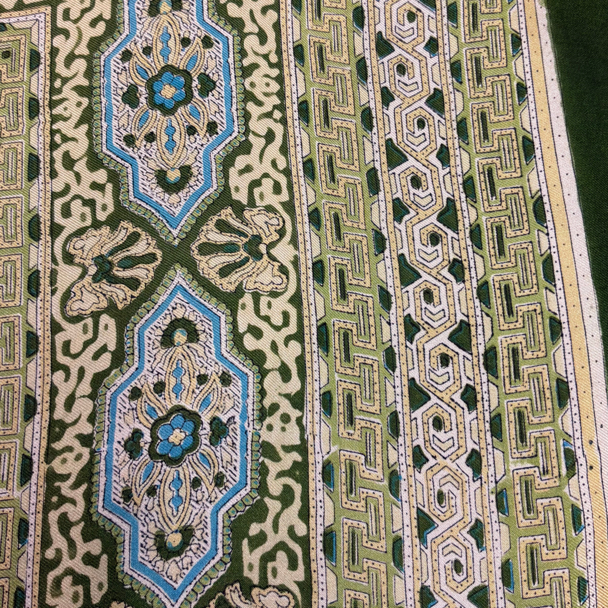 Vintage Liberty of London Pure Silk Green Geometric Scarf in Mid Century Design