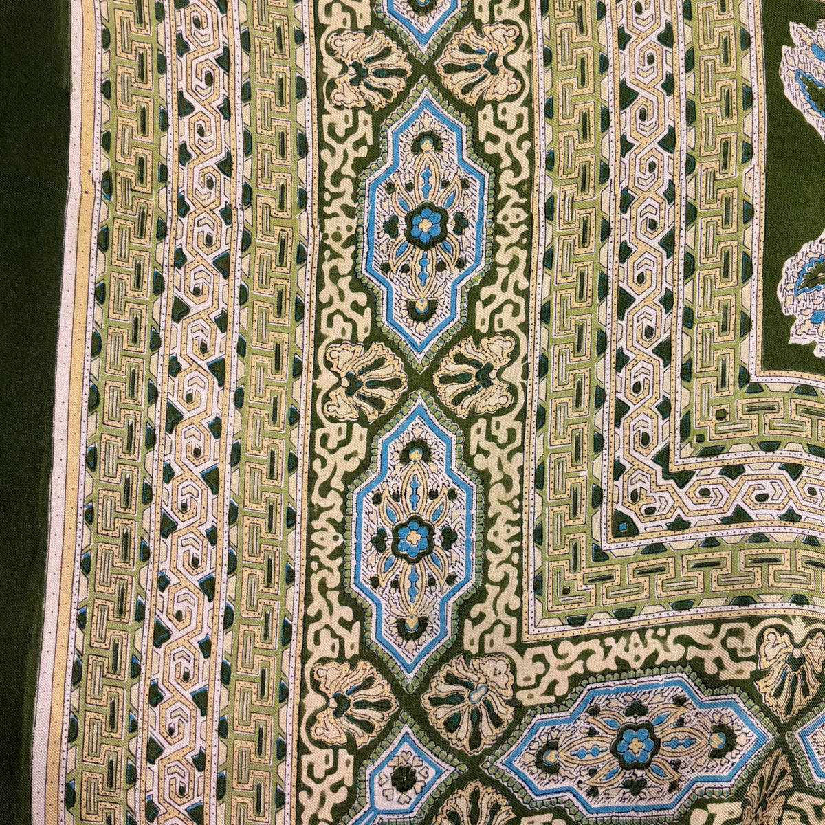 Vintage Liberty of London Pure Silk Green Geometric Scarf in Mid Century Design