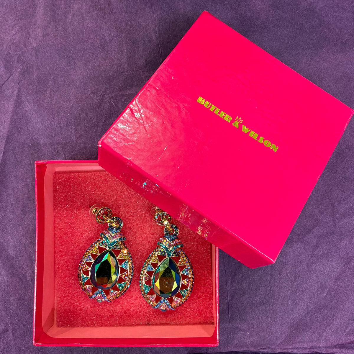 Vintage Butler & Wilson Large Crystal Drop Statement Earrings