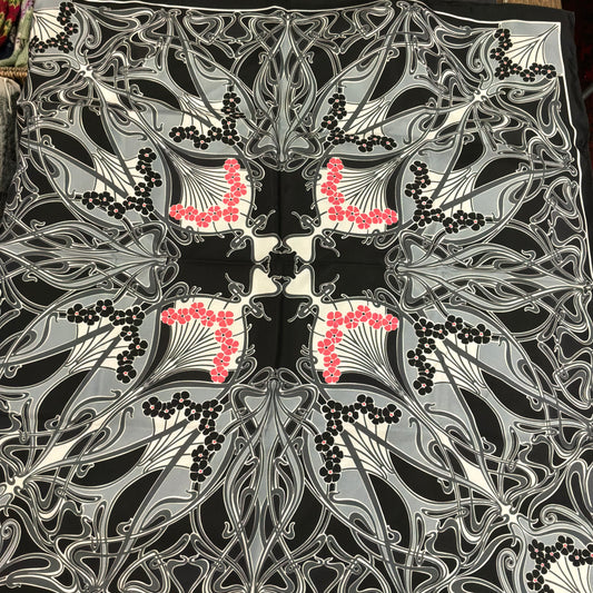 Vintage Liberty of London Ianthe Pure Silk Scarf in Monotone Colours, Unworn and Boxed