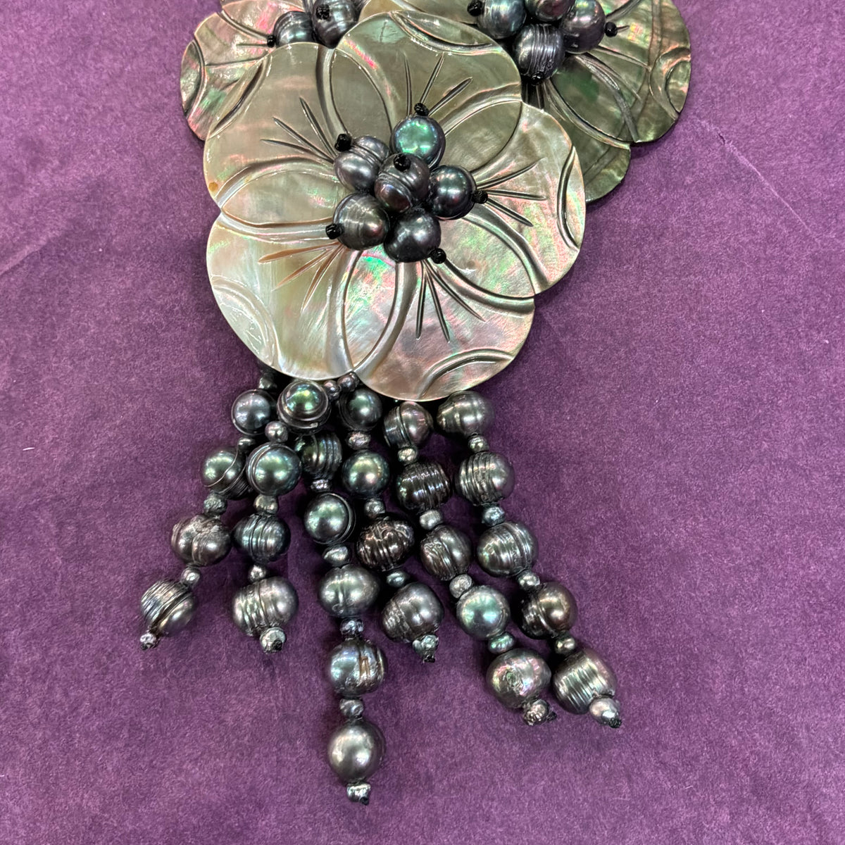 Vintage Butler & Wilson Statement Floral Necklace with  Freshwater Pearl and Mother of Pearl