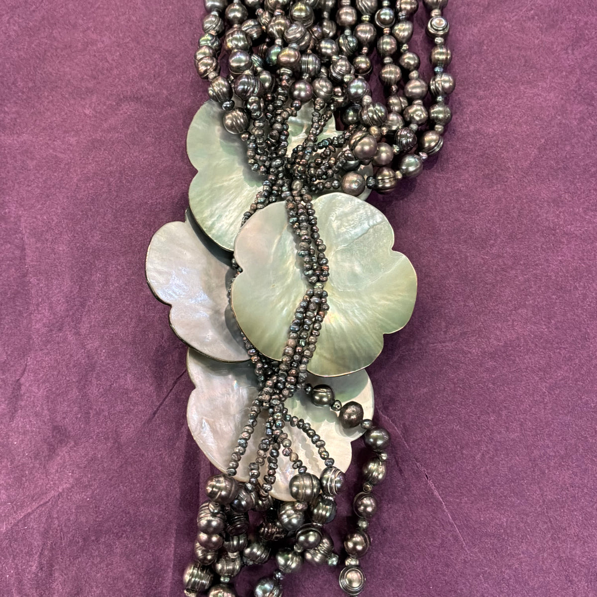 Vintage Butler & Wilson Statement Floral Necklace with  Freshwater Pearl and Mother of Pearl