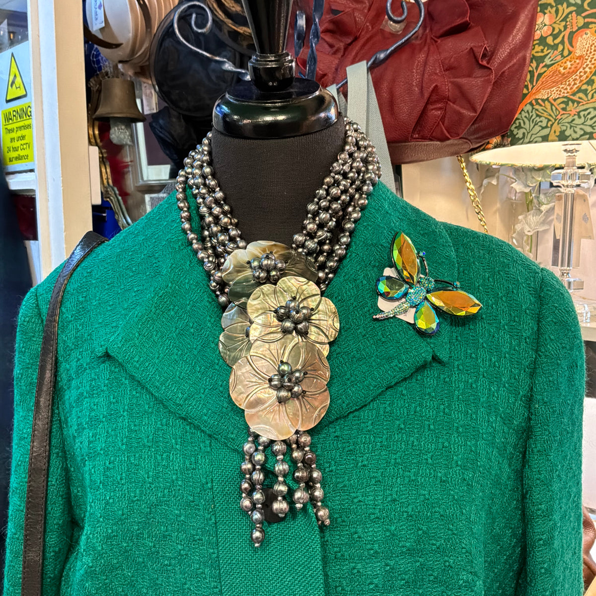 Vintage Butler & Wilson Statement Floral Necklace with  Freshwater Pearl and Mother of Pearl