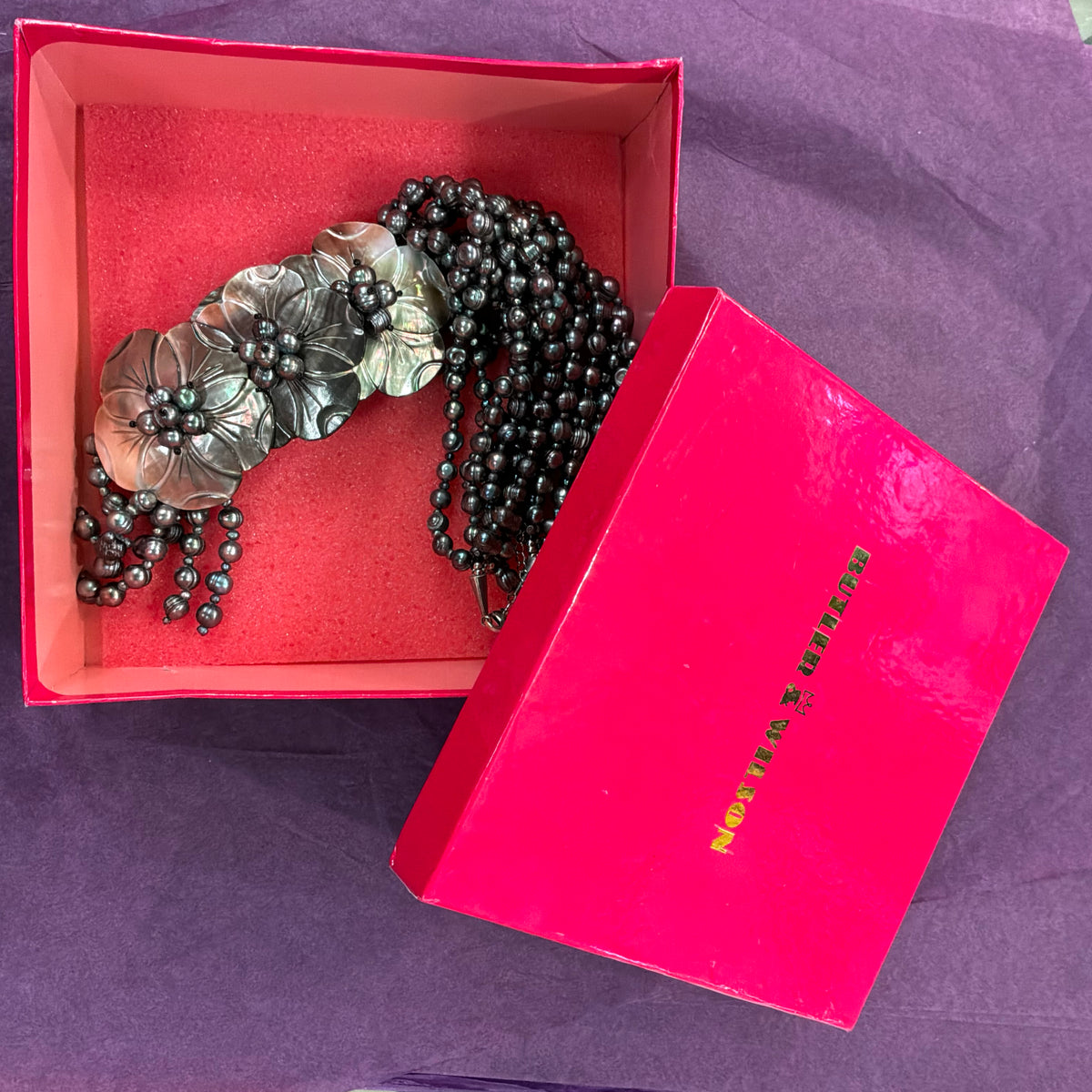 Vintage Butler & Wilson Statement Floral Necklace with  Freshwater Pearl and Mother of Pearl