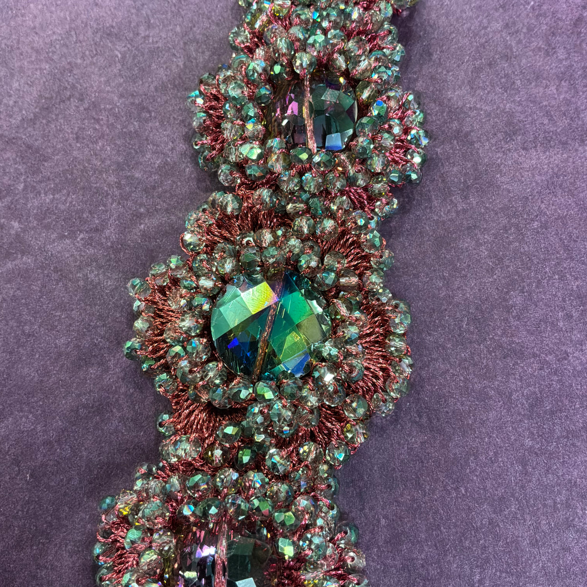Vintage Butler & Wilson Bohemian Crochet Flower Bracelet with Aurora Borealis Crystal