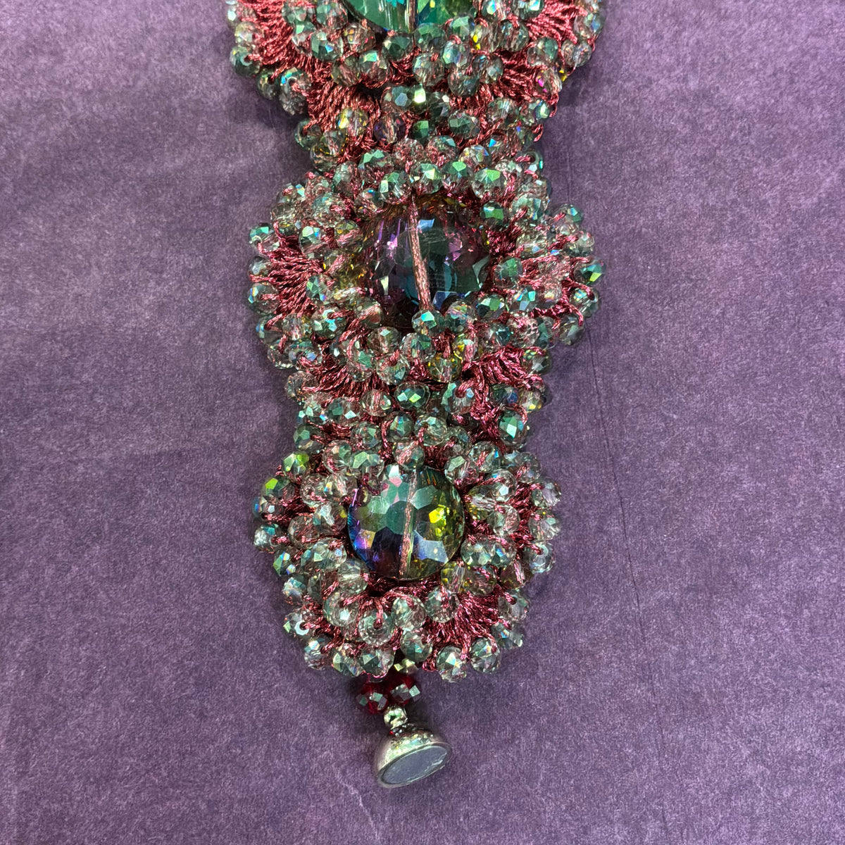 Vintage Butler & Wilson Bohemian Crochet Flower Bracelet with Aurora Borealis Crystal