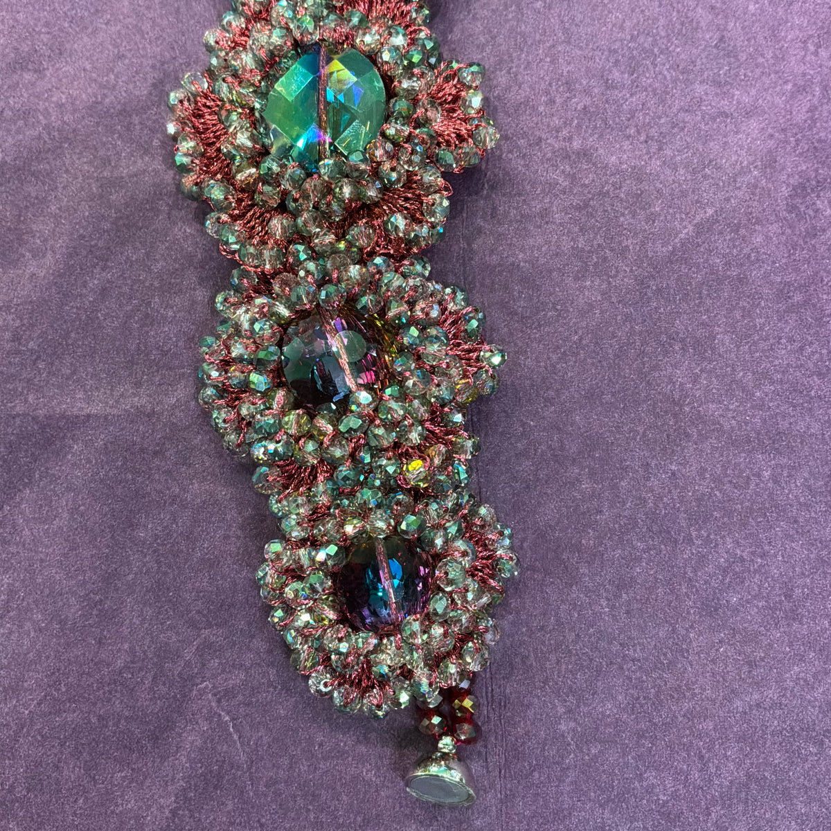 Vintage Butler & Wilson Bohemian Crochet Flower Bracelet with Aurora Borealis Crystal