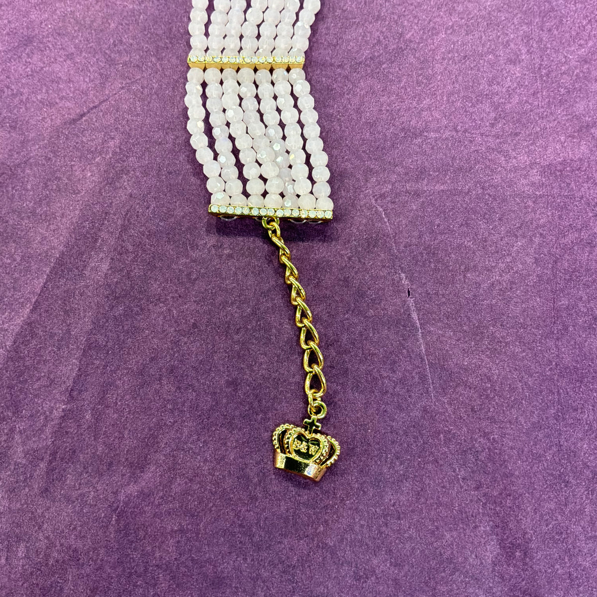 Vintage Butler & Wilson 7 Strand Pink Crystal Statement Bracelet Gold Tone