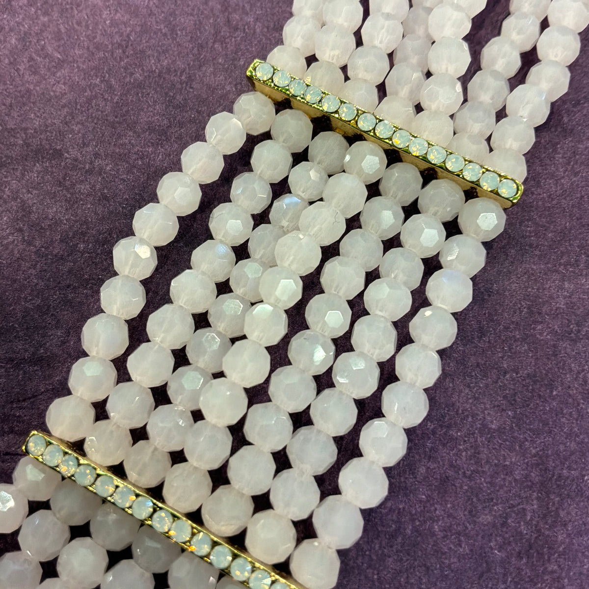 Vintage Butler & Wilson 7 Strand Pink Crystal Statement Bracelet Gold Tone