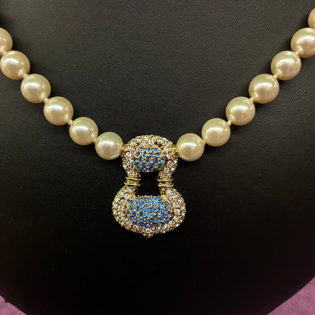 Clarion Pell Faux Pearl Necklace Princess Grace Kelly Replica Crystal Pendant