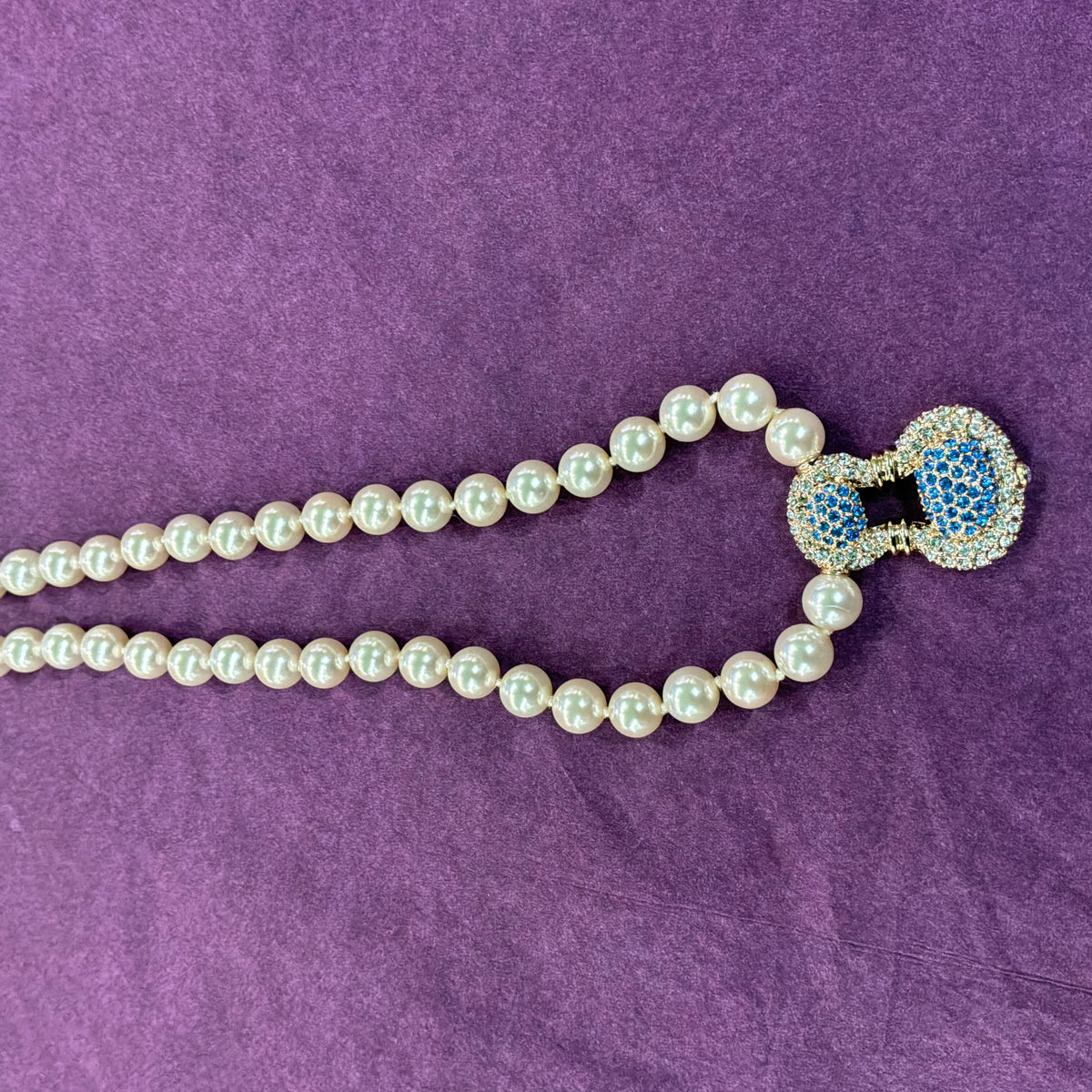 Clarion Pell Faux Pearl Necklace Princess Grace Kelly Replica Crystal Pendant