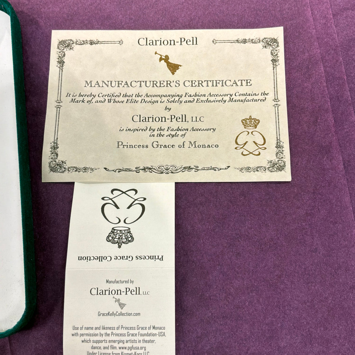 Clarion Pell Faux Pearl Necklace Princess Grace Kelly Replica Crystal Pendant