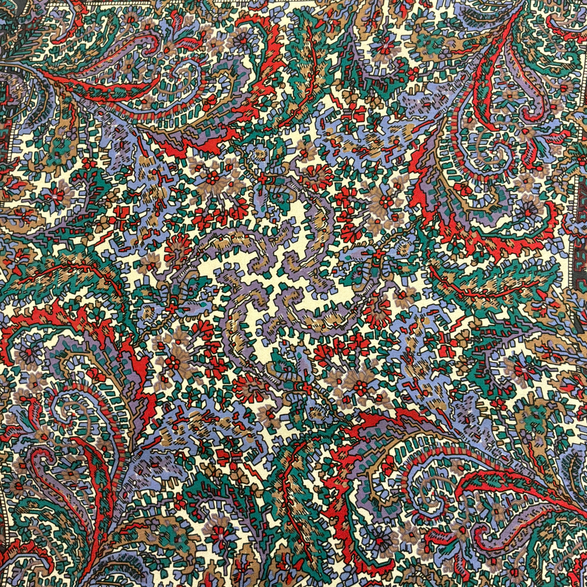 Vintage Liberty of London Silk Scarf Paisley Print Slate Grey Teal Red