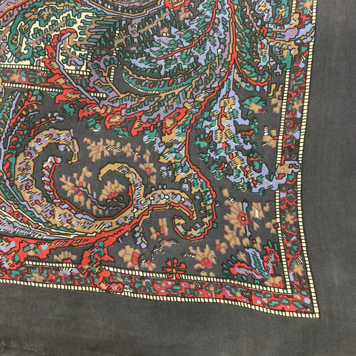 Vintage Liberty of London Silk Scarf Paisley Print Slate Grey Teal Red