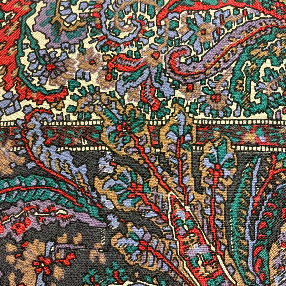 Vintage Liberty of London Silk Scarf Paisley Print Slate Grey Teal Red