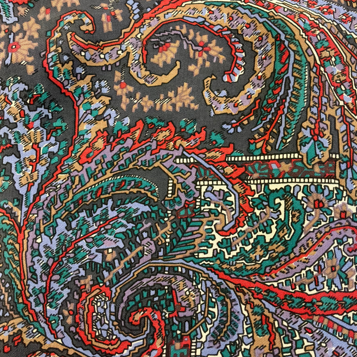 Vintage Liberty of London Silk Scarf Paisley Print Slate Grey Teal Red
