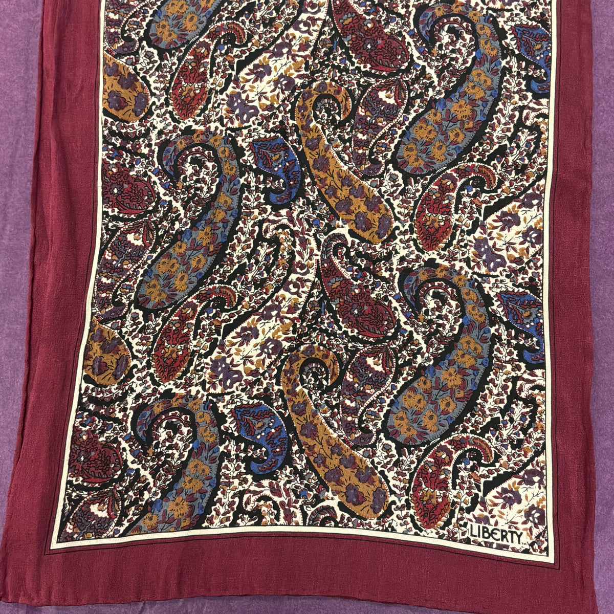 Vintage Liberty of London Pure Silk Rectangular Scarf Paisley Print