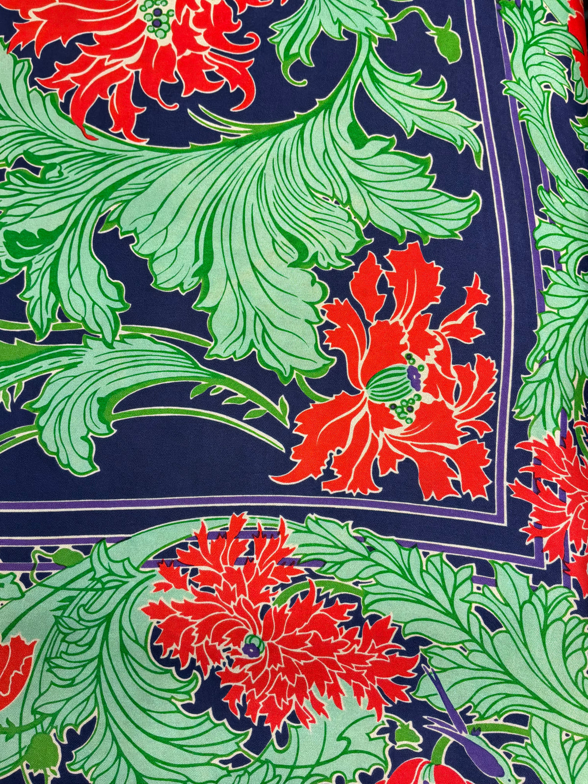 Vintage Liberty of London Pure Silk Scarf in William Morris Style Poppy Floral Print