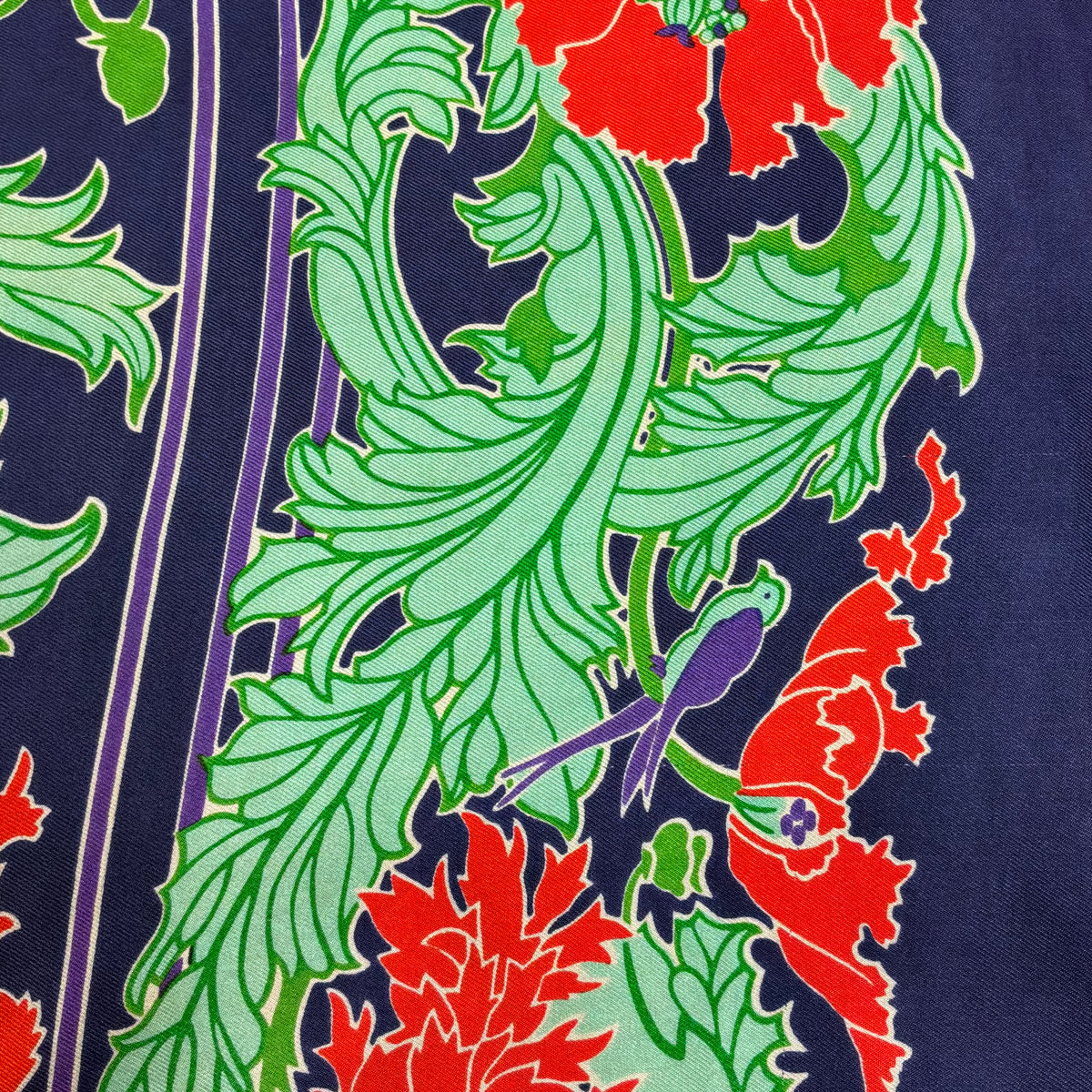 Vintage Liberty of London Pure Silk Scarf in William Morris Style Poppy Floral Print