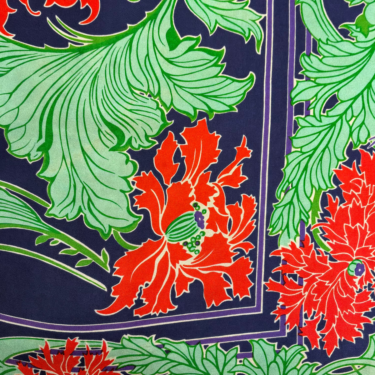 Vintage Liberty of London Pure Silk Scarf in William Morris Style Poppy Floral Print
