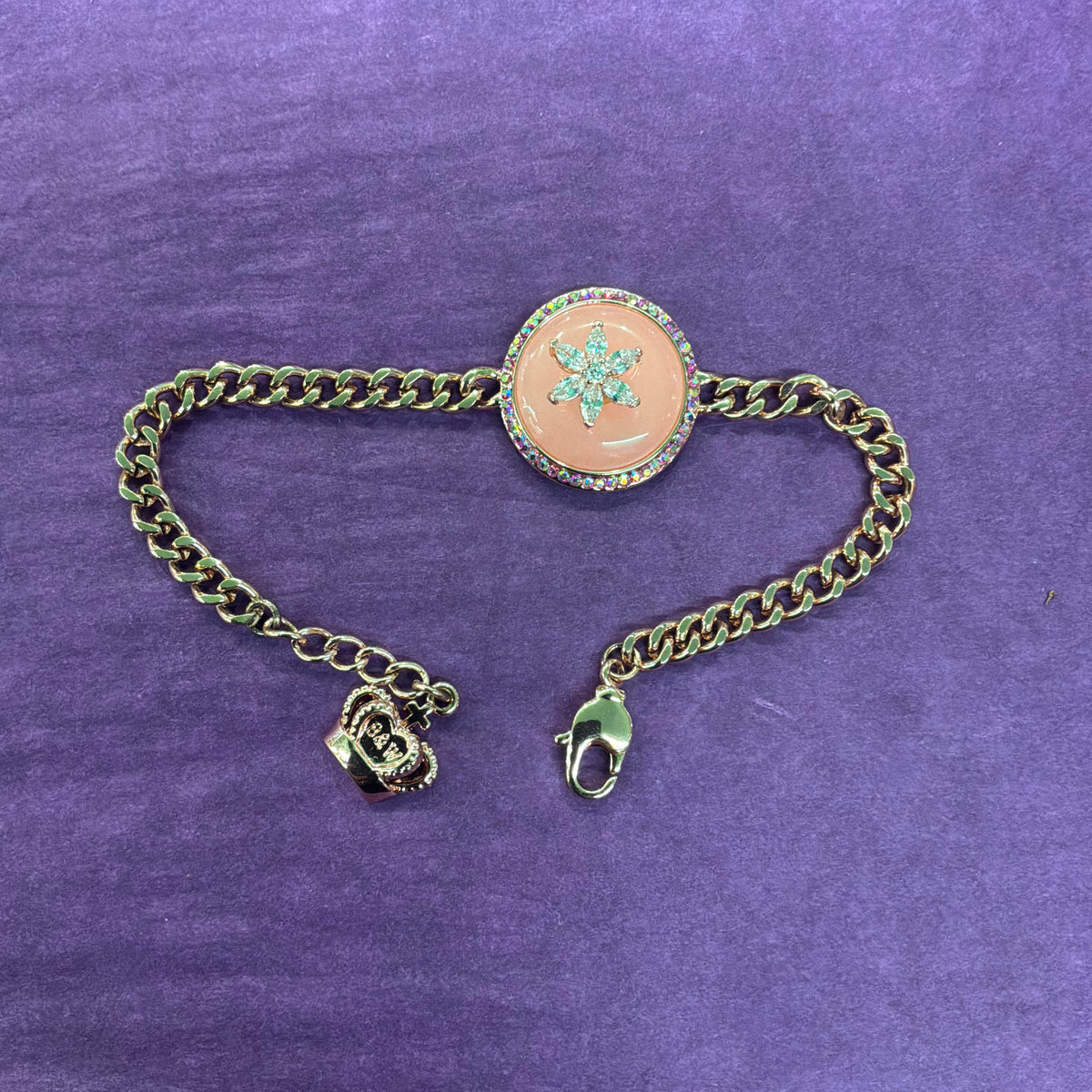 Vintage Butler & Wilson Pink Crystal Bracelet in Rose Gold Tone