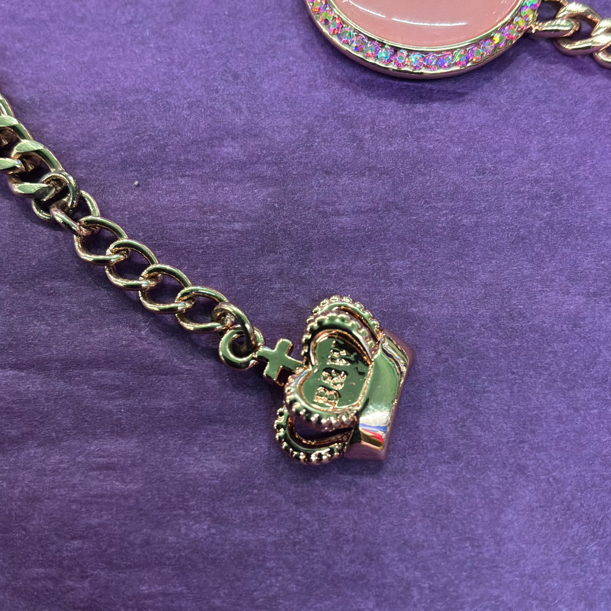 Vintage Butler & Wilson Pink Crystal Bracelet in Rose Gold Tone