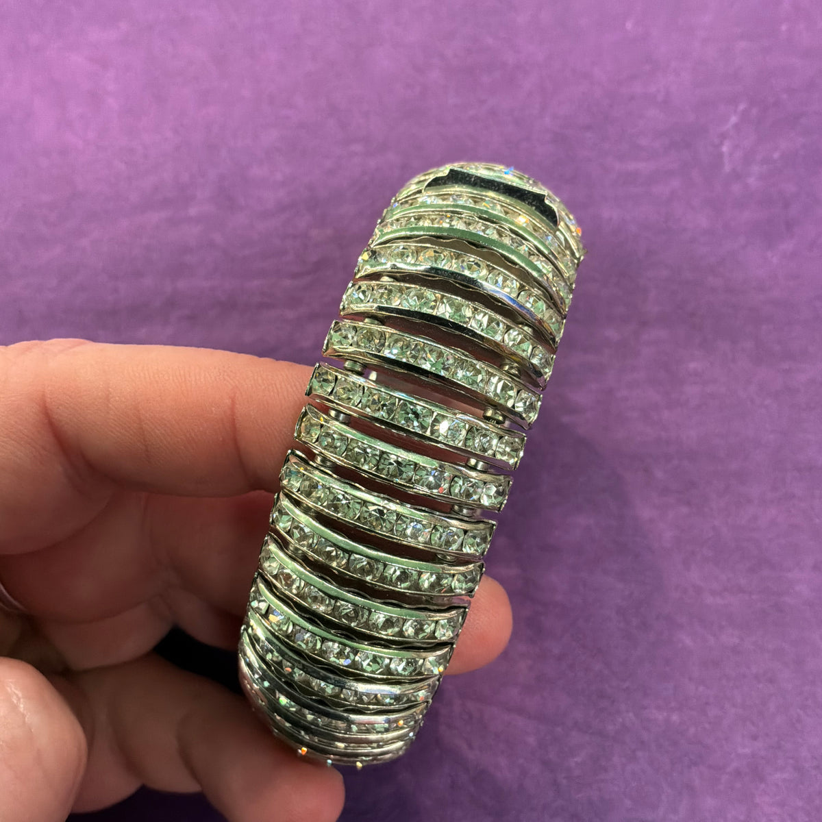 Vintage Butler & Wilson Silver Tone Crystal Bangle Bracelet Statement Jewellery